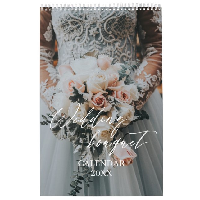 Modern elegant bröllop bouquet-fotokalender 2025 kalender (Omslag)