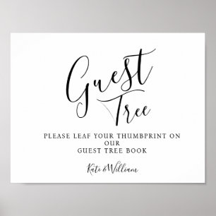 Modern elegant bröllop guestbook Träd SIGN Poster