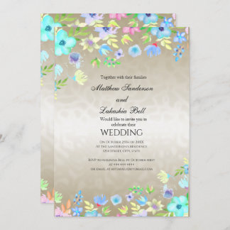 Modern Elegant bröllop med skalblommor Inbjudningar