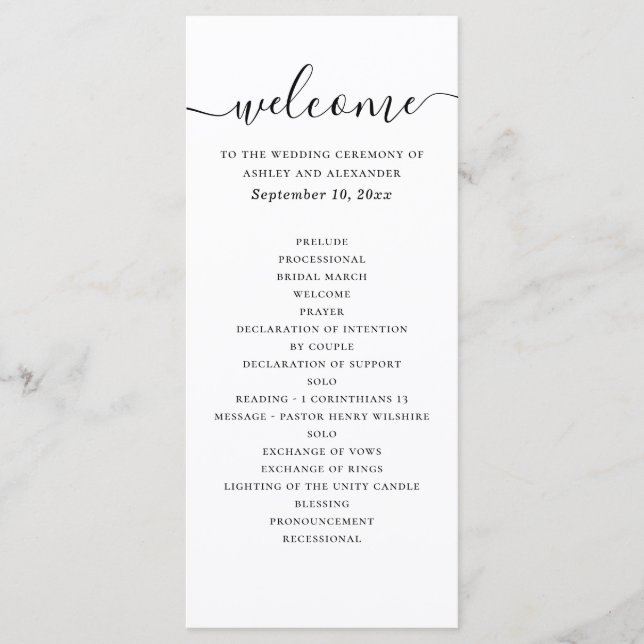 Modern Elegant Bröllop | Minimal Skript Ceremoni Program (Framsida)
