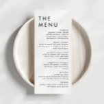 Modern Elegant bröllop-mottagningsmeny Meny<br><div class="desc">Det här är en modern bröllop-meny med minimalistisk layout och unikt teckensnitt. Alla färg kan redigeras. // Om du vill matcha designen söker du efter "HARLOW" i Sincerely By Nicole Zazzle store. * Om du tycker om den här designen men inte ser den tillgänglig för något du är tittar för,...</div>