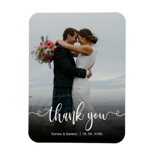 Modern Elegant Bröllop Photo Tack Magnet