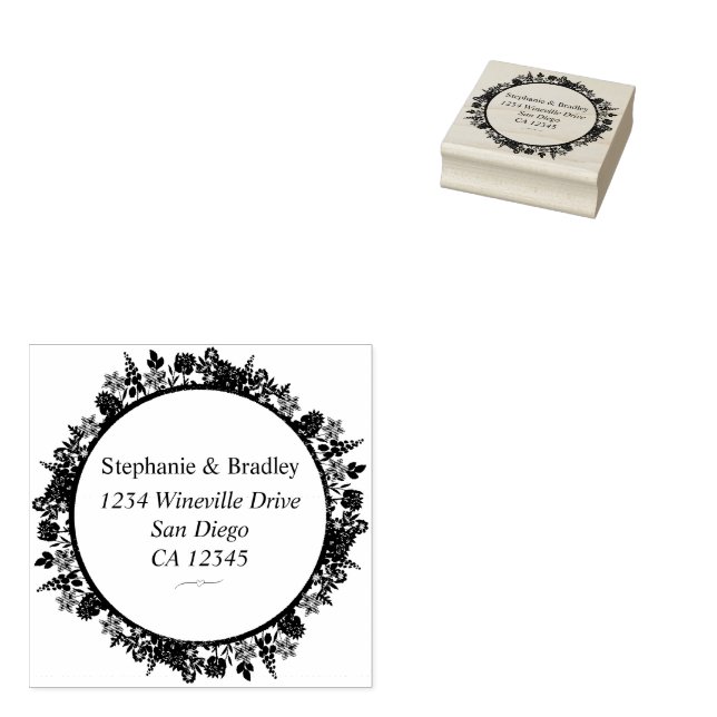 Modern Elegant bröllop Returadress Rubber Frimärke Stämpel (Stämplad)