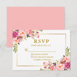 Modern Elegant bröllop Watercolor Rosa Blommigt OSA Kort