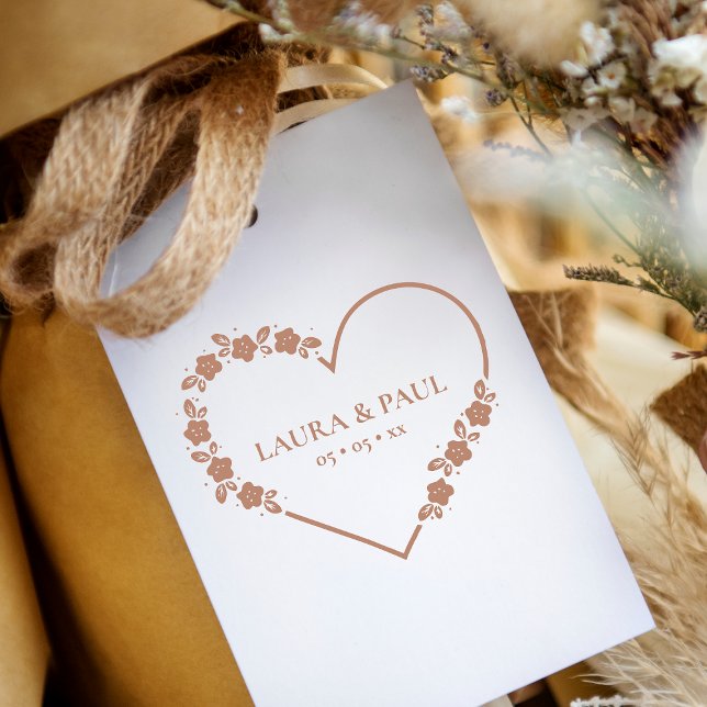 Modern Elegant bröllop Wildblommor Garland Heart Stämpel (Skapare uppladdad)