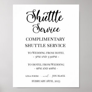 Modern Elegant Bröllops Shuttle Service Skylt