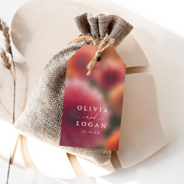 Modern Elegant Bröllopspresent Floral Blur Presentetikett