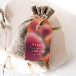 Modern Elegant Bröllopspresent Floral Blur Presentetikett