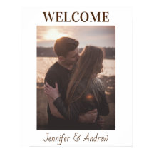 Modern Elegant Brown Tone Photo Welcome Sign