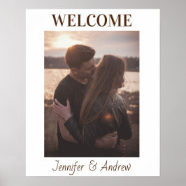 Modern Elegant Brown Tone Photo Welcome Sign Poster