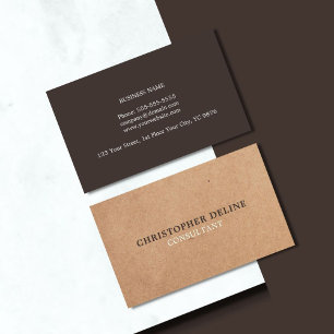 Modern Elegant Brown tryckt KraftPaper Consultant Visitkort