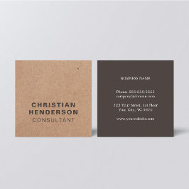 Modern Elegant Brown White Kraft Papper Consultant Fyrkantigt Visitkort