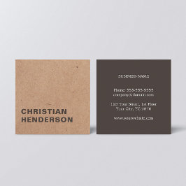 Modern Elegant Brown White Kraft Papper Consultant Fyrkantigt Visitkort