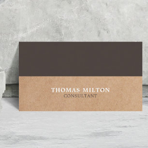 Modern Elegant Brown White tryckt Kraft Papper Visitkort