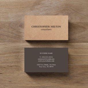 Modern Elegant Brown White tryckt Kraft Papper Visitkort