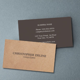 Modern Elegant Brown White tryckt Kraft Papper Visitkort
