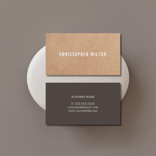 Modern Elegant Brown White tryckt Kraft Papper Visitkort