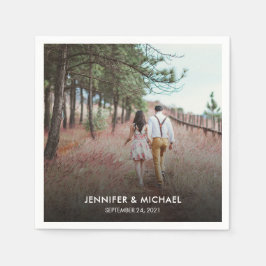 Modern elegant brud och groom-foto bröllop pappersservett