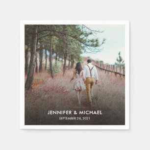 Modern elegant brud och groom-foto bröllop pappersservett