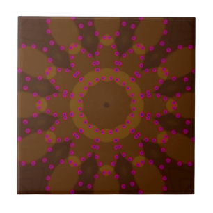 Modern elegant brunfärgad keramik med rosa ros-des kakelplatta