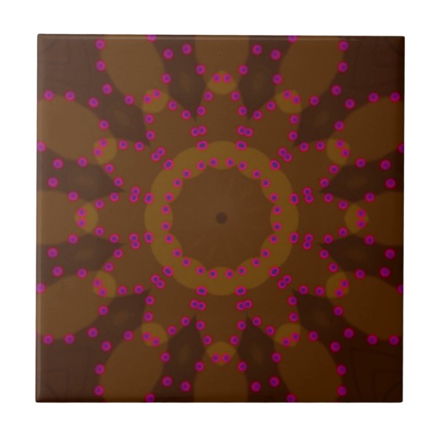 Modern elegant brunfärgad keramik med rosa ros-des kakelplatta (Framsidan)