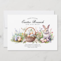 Modern Elegant Bunny Påsk Brunch & Egg Hunt