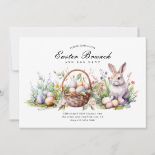 Modern Elegant Bunny Påsk Brunch & Egg Hunt Inbjudningar