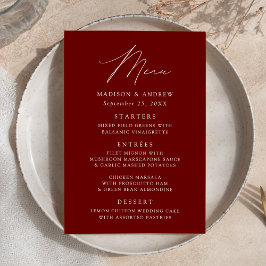 Modern Elegant Burgundy Bröllop Meny