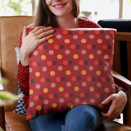 Modern Elegant Burgundy Brown Gult Polka dots Kudde