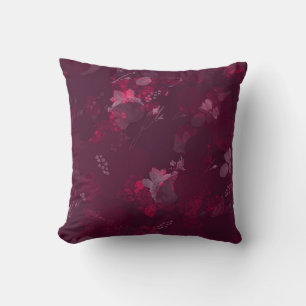 Modern Elegant Burgundy Grått Blommigt Kudde