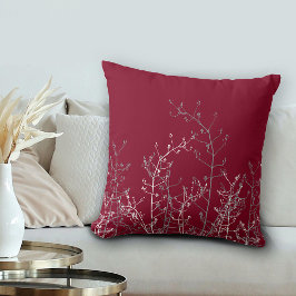 Modern Elegant Burgundy Grått Blommigt Kudde