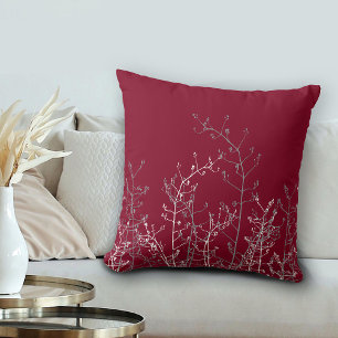 Modern Elegant Burgundy Grått Blommigt Kudde