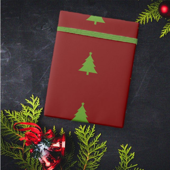 Modern Elegant Burgundy Grönt jul Presentpapper (Modern Elegant Burgundy Green Christmas Wrapping Paper)