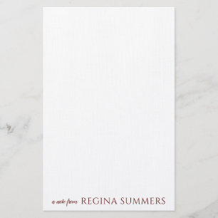Modern Elegant Burgundy Personlig Stationery Brevpapper
