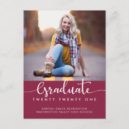 Modern Elegant Burgundy Studenten-skriptfoto Meddelande Vykort