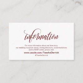 Modern Elegant, Burgundy, vår Bröllop-information Tilläggskort
