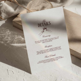 Modern Elegant Burgundy Wedding Details Tilläggskort