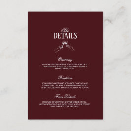 Modern Elegant Burgundy Wedding Details  Tilläggskort