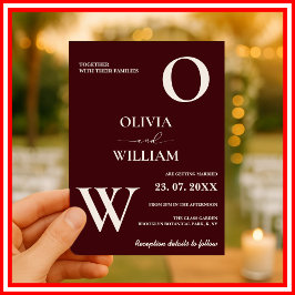 Modern Elegant Burgundy Wedding Inbjudningar