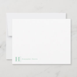 Modern Elegant Business Monogram Line Mint-Grönt Anteckningskort
