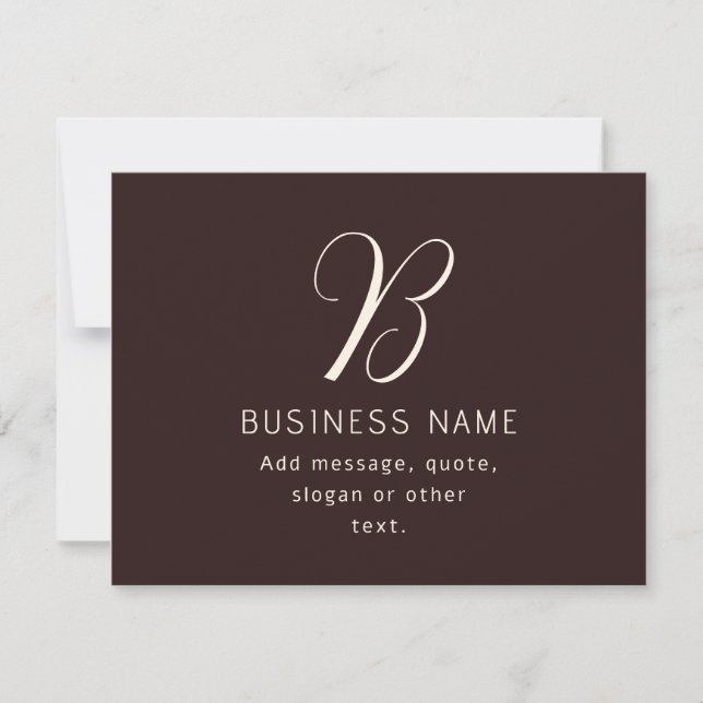 Modern Elegant Business Namn Monogram | Mörk Brown Anteckningskort (Framsida)