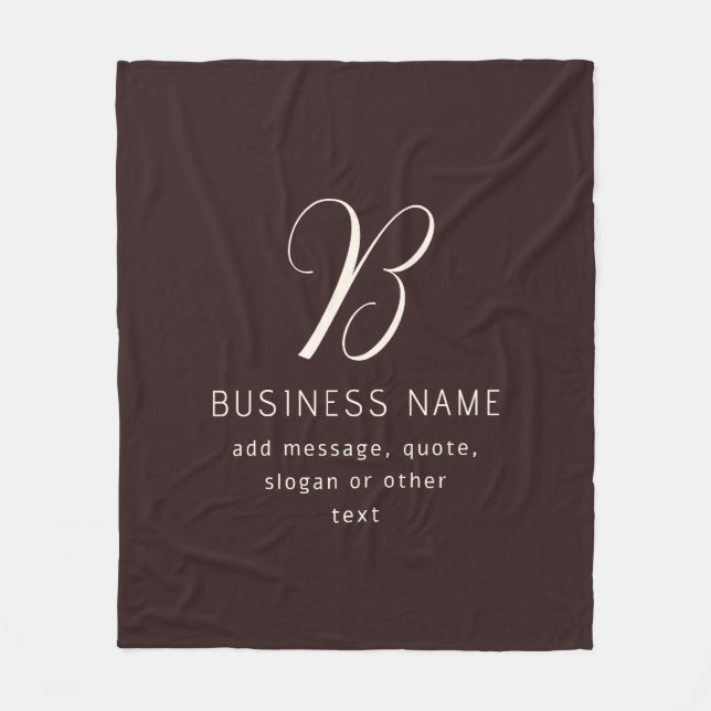 Modern Elegant Business Namn Monogram | Mörk Brown Fleecefilt (Framsidan)