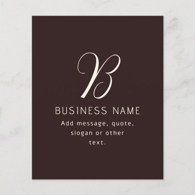 Modern Elegant Business Namn Monogram | Mörk Brown Flygblad (Framsidan)
