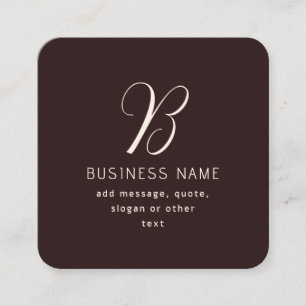 Modern Elegant Business Namn Monogram Mörk Brown Fyrkantigt Visitkort