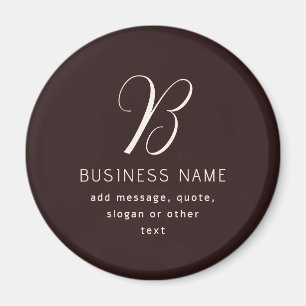 Modern Elegant Business Namn Monogram Mörk Brown Magnet