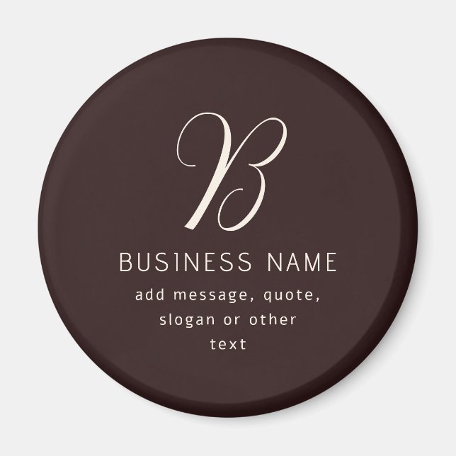 Modern Elegant Business Namn Monogram | Mörk Brown Magnet (Framsidan)
