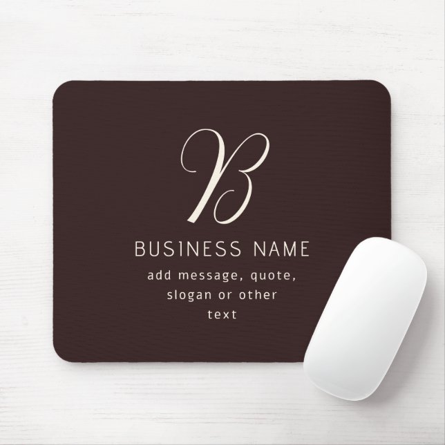Modern Elegant Business Namn Monogram | Mörk Brown Musmatta (Med mus)