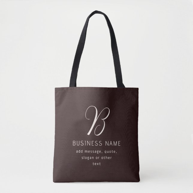 Modern Elegant Business Namn Monogram | Mörk Brown Tygkasse (Framsida)