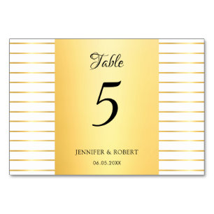 Modern Elegant Calligraphed Script Guld Stripe Bordsnummer