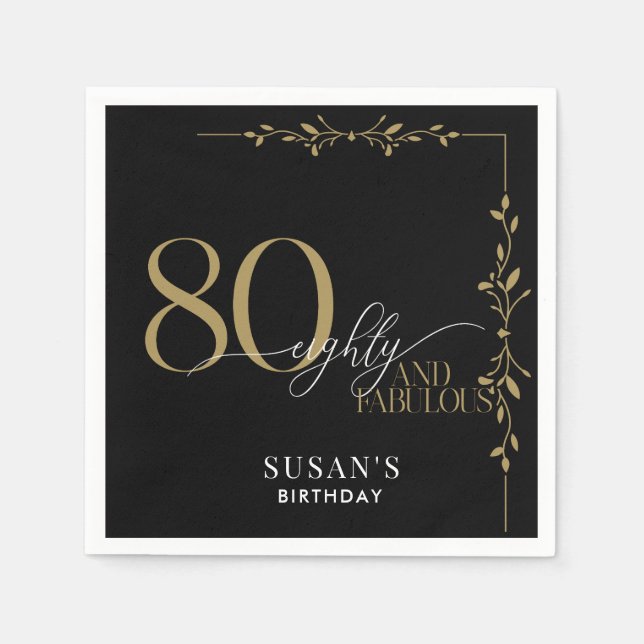 Modern Elegant Calligraphy 80 Birthday Pappersservett (Framsidan)
